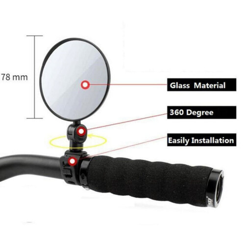 Bike Mirror Adjustable Handlebar Mount 360 Rotation 2