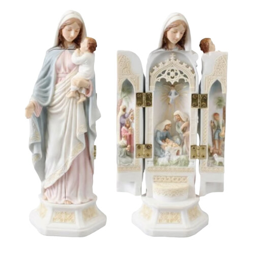 3D-krybbefigur, triptyk, antikk bronseharpiks 1