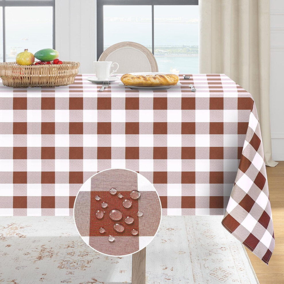 Gingham Rectangle Tablecloth Waterproof Polyester