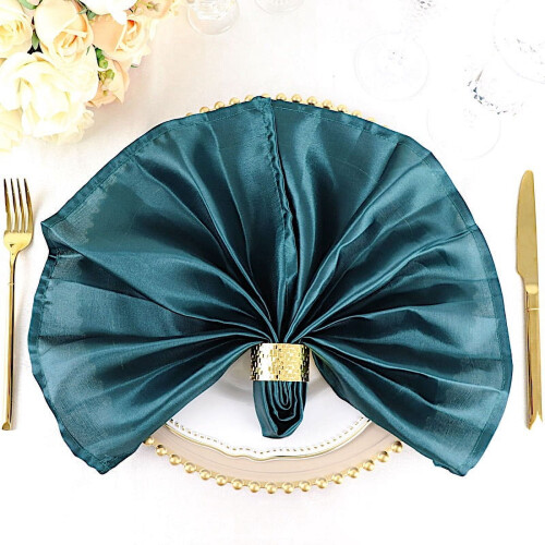 Σετ 5 χαρτοπετσετών Peacock Teal από σατέν 20" 2