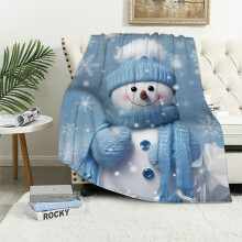 Coperta decorativa invernale con pupazzo di neve, 40x50 pollici