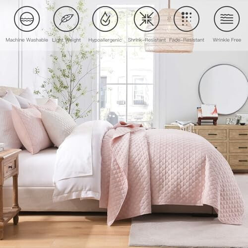Lyserødt kingsize-dynesæt – 100% polyester, 3 dele 1