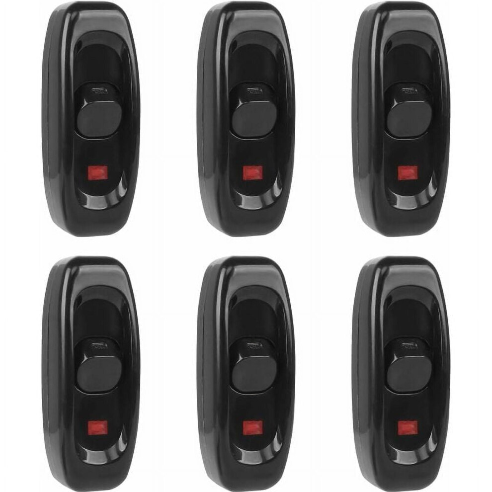 6-Pack Black Rocker Lamp Switch 250V 10A 9017774093627