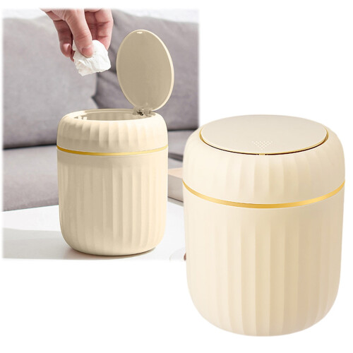 Mini-Tischmülleimer mit Deckel, gelb, 1,2 l