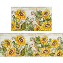 Sunflower Farmhouse Kitchen Rug Set 2 pcs