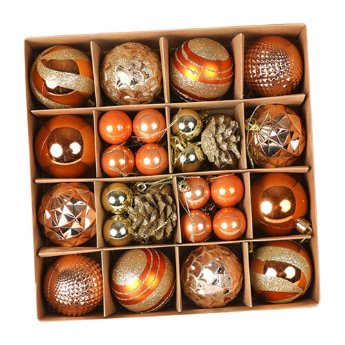 36-Piece Shatterproof Christmas Baubles Orange 1