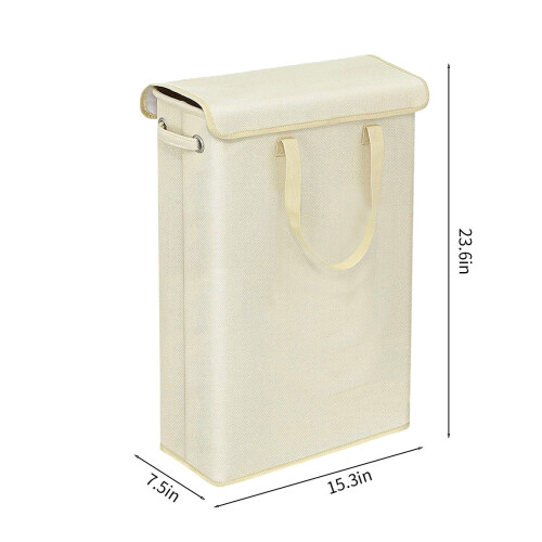 Slim Laundry Basket with Lid 45L White 2