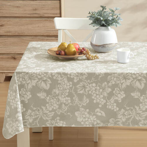 Grapevine Print Vinyl Tablecloth 52x52in Square Flannel Back 2