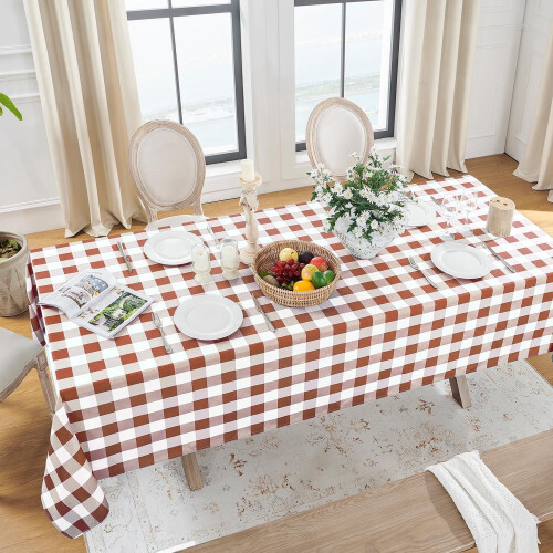 Waterproof Gingham Rectangle Tablecloth 54x54 in 1