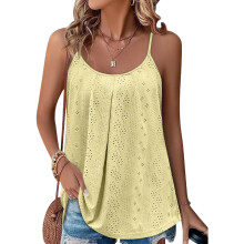 Women Casual Trendy Loose Fit Summer Sleeveless Scoop-Yellow M