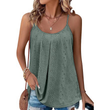 Women Casual Trendy Loose Fit Summer Sleeveless Scoop-Green XL
