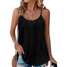 Women Casual Trendy Loose Fit Summer Sleeveless Scoop-Black S