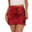 Easy To Clean Sparkly Sequined Skirt Polyester Short-Red L 1