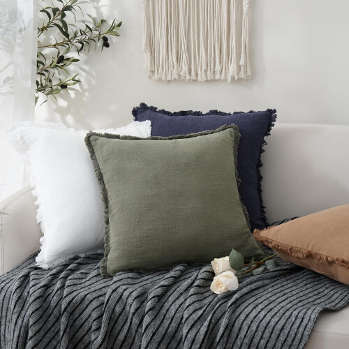 Fodere per cuscini in ramia e cotone con frange 45x45 cm (18x18") – 2