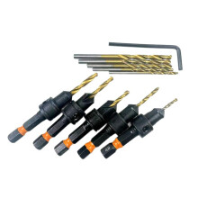 Pack of 11 Adjustable Depth Countersink Drill Bit Metal Coated