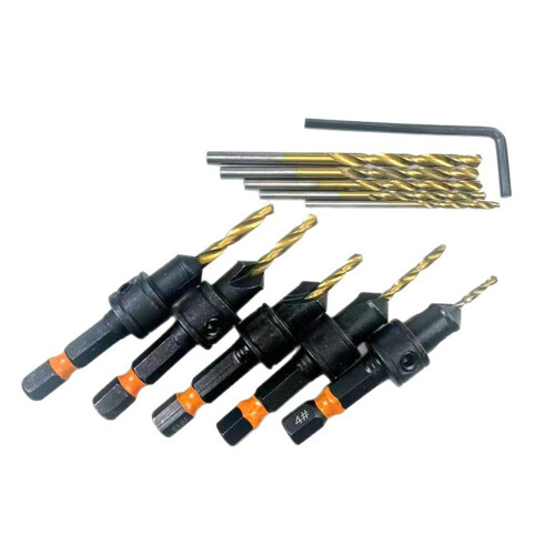 Pack of 11 Adjustable Depth Countersink Drill Bit Metal Coated