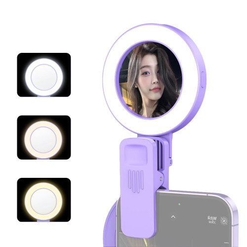 Luce selfie a clip per telefono con specchio, 3 modalità3 1