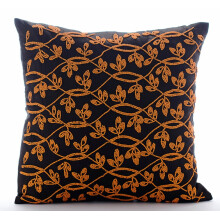 Funda de cojín decorativa de seda artificial marrón de 14x14 pulgadas.