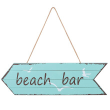 Velkomstskilt i træ til strandbaren, 40x12 cm