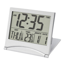 Digitale reiswekker met kalender, temperatuurweergave en