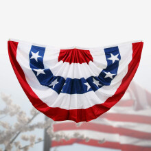 USA-Fächerflagge, gefaltet, 45 x 90 cm, Polyester, mit Messingbeschlägen
