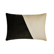 Funda de cojín lumbar de terciopelo gris carbón, lino, 30x35cm