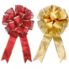 Christmas Tree Bow Topper, Gold or Red, 17.7 x 9.8 in