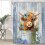 Κουρτίνα μπάνιου Highland Cow Farmhouse Μπλε φλοράλ 80x100 εκ. 1