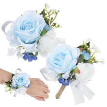 Conjunto de flor de lapela e corsage de rosas com elástico.