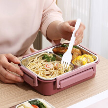 Lancheira Bento com 2 compartimentos e talheres.