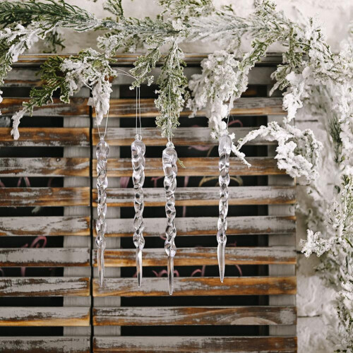 Clear Acrylic Icicle Christmas Tree Ornaments (12 pcs) 2