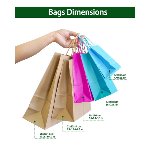 Mini Sacolas de Presente Kraft Arco-Íris 4,7x2,4x6 polegadas (25 unidades) 2
