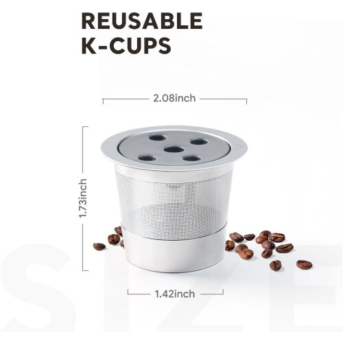 2-pak genanvendelige K-kopper i rustfrit stål til Keurig Supreme 2