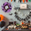 Halloween-krans sort kvist med glitterflagermus 43 cm 4