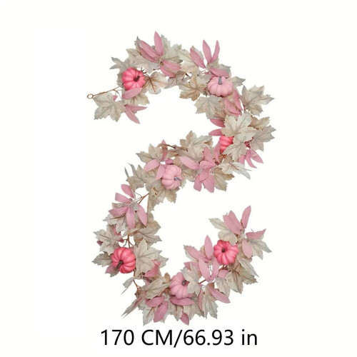 White Maple Leaf & Blush Pumpkin Garland, 5.5ft 2