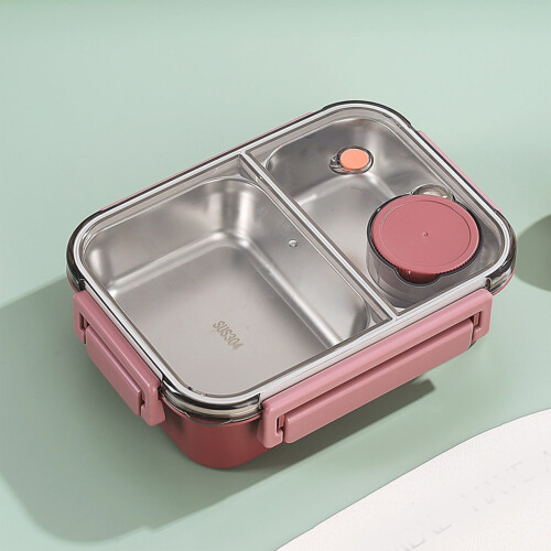 Lancheira Bento com 2 compartimentos e talheres. 2