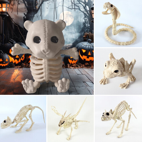 Poseable Cat Skeleton Decoration Plastic Halloween Prop 1