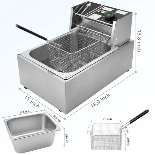 Friteuse électrique en acier inoxydable 6L 2500W 2