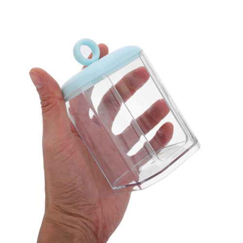 Hellblaues Wattestäbchen-Glas mit Deckel, 12 x 7 x 7 cm 2