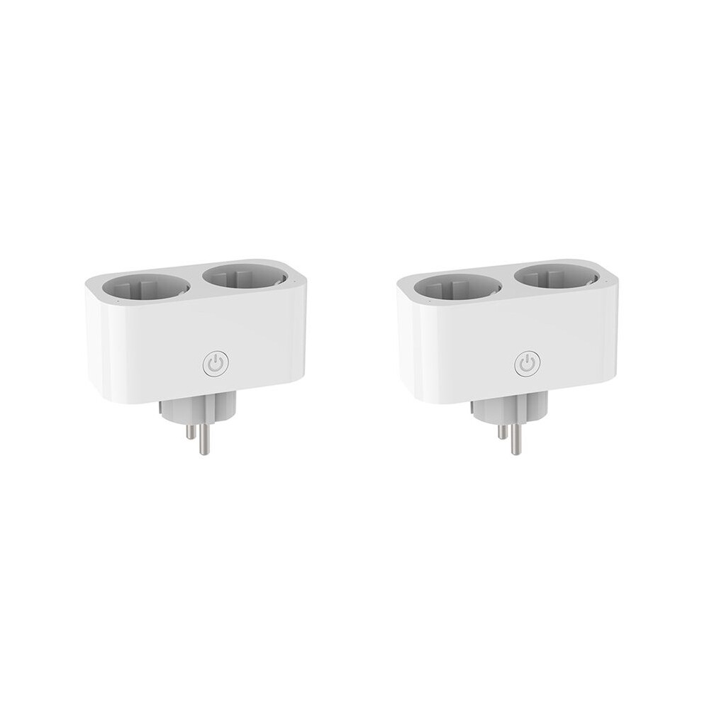 2X Tuya Wifi Dual Plug 16A 2-In-1 Socket Outlet Home Timing App Voice Control Work Cly809 Eu Plug 6033797272804