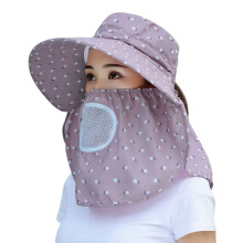 Breathable Sun Protection Hat Polyester Mask Neck Flap-Gray