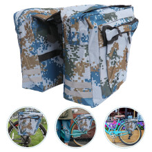 Bolsa trasera impermeable de lona con estampado de camuflaje para bicicleta, color azul.