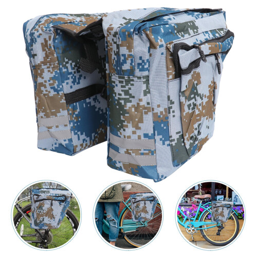 Vanntett Camo Canvas Bakseteveske For Sykkel Blå