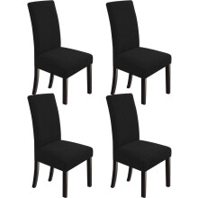 POWKOL Dining Chair Covers Black Stretch Slipcovers 4 Pack