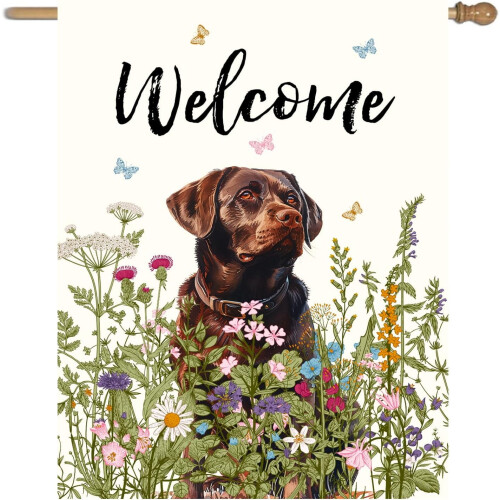 Chocolate Lab Garden Flag 28x40in Double-Sided