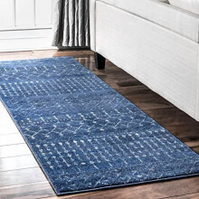 Moroccan Blythe area rug dark blue 2x6 ft