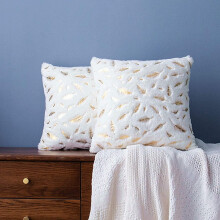 Paquete de 2 fundas de almohada de terciopelo PV blanco de 45x45 cm.