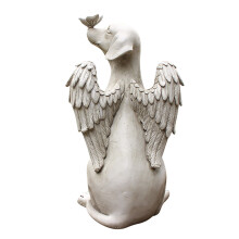 Żywiczna figurka-anioł piesek w kolorze szarym, 20x11x11 cm