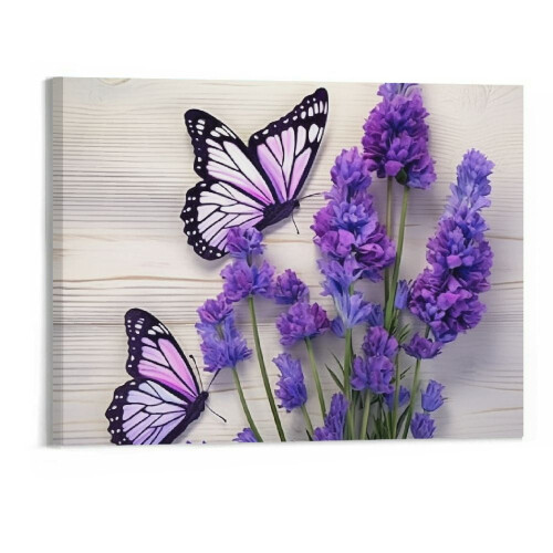Lerretsbilde med lilla blomster 20 x 16 tommer