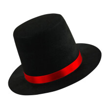 Unisex Retros Hut Zauberer Hut Party-Schwarzes rotes Band